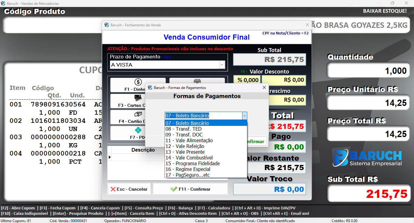 Baruch Sistema PDV de forma 100% online