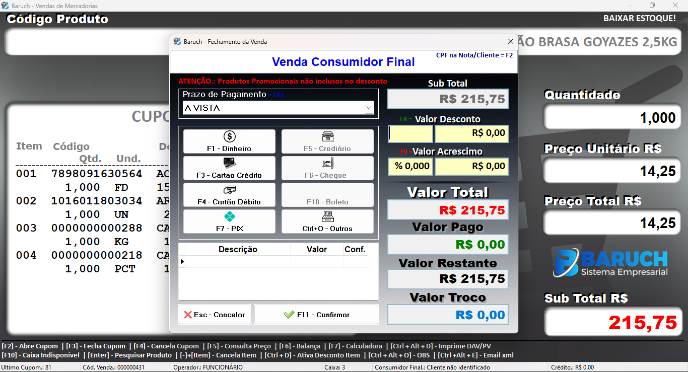 Baruch Sistema PDV de forma 100% online