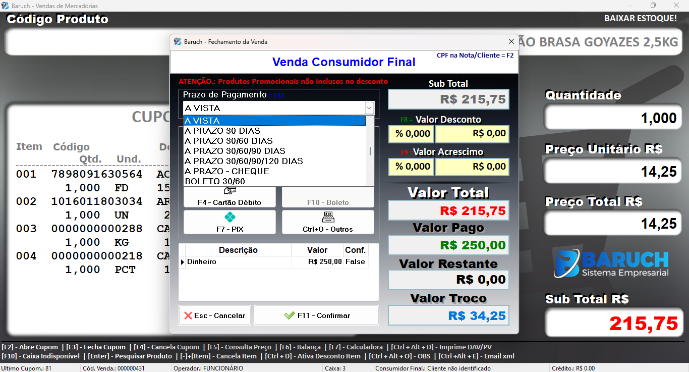 Baruch Sistema PDV de forma 100% online